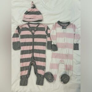 Burt’s Bees Baby Sleepies Footies 6-12 Months and 12 Months 2 Pack Bundle Girl